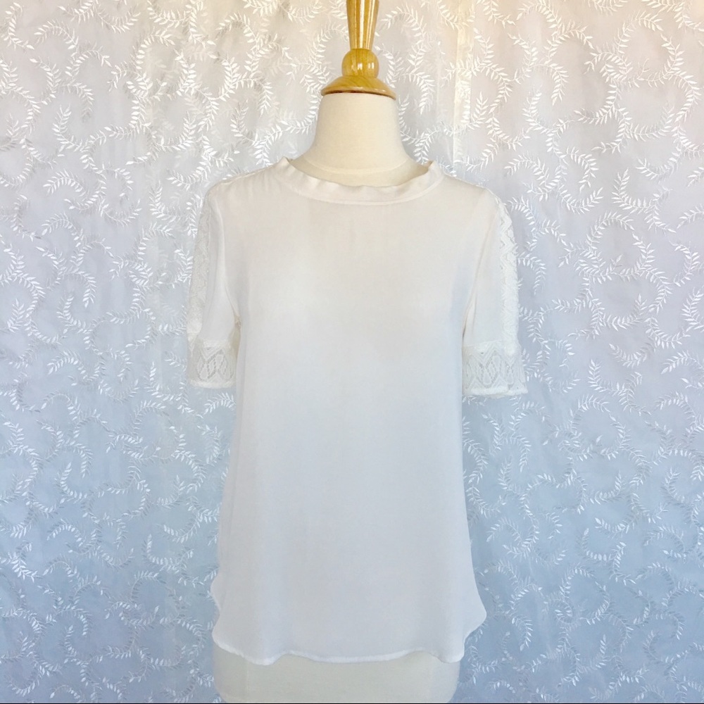 ANN TAYLOR white sheer blouse XS